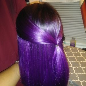 Black & Purple Ombre Lace Front Wig w/ Side Part